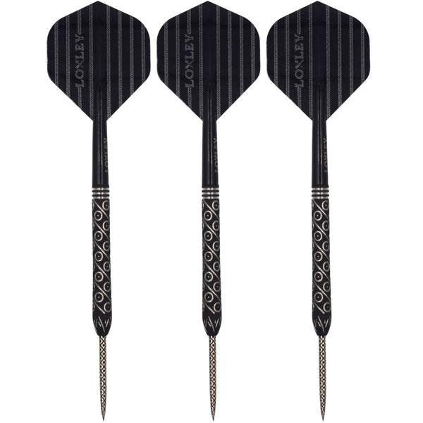 LOXLEY KRAKEN’S REVENGE LIMITED 'BLACK' EDITION 23G 90% STEEL TIP DARTS CLOSEUP