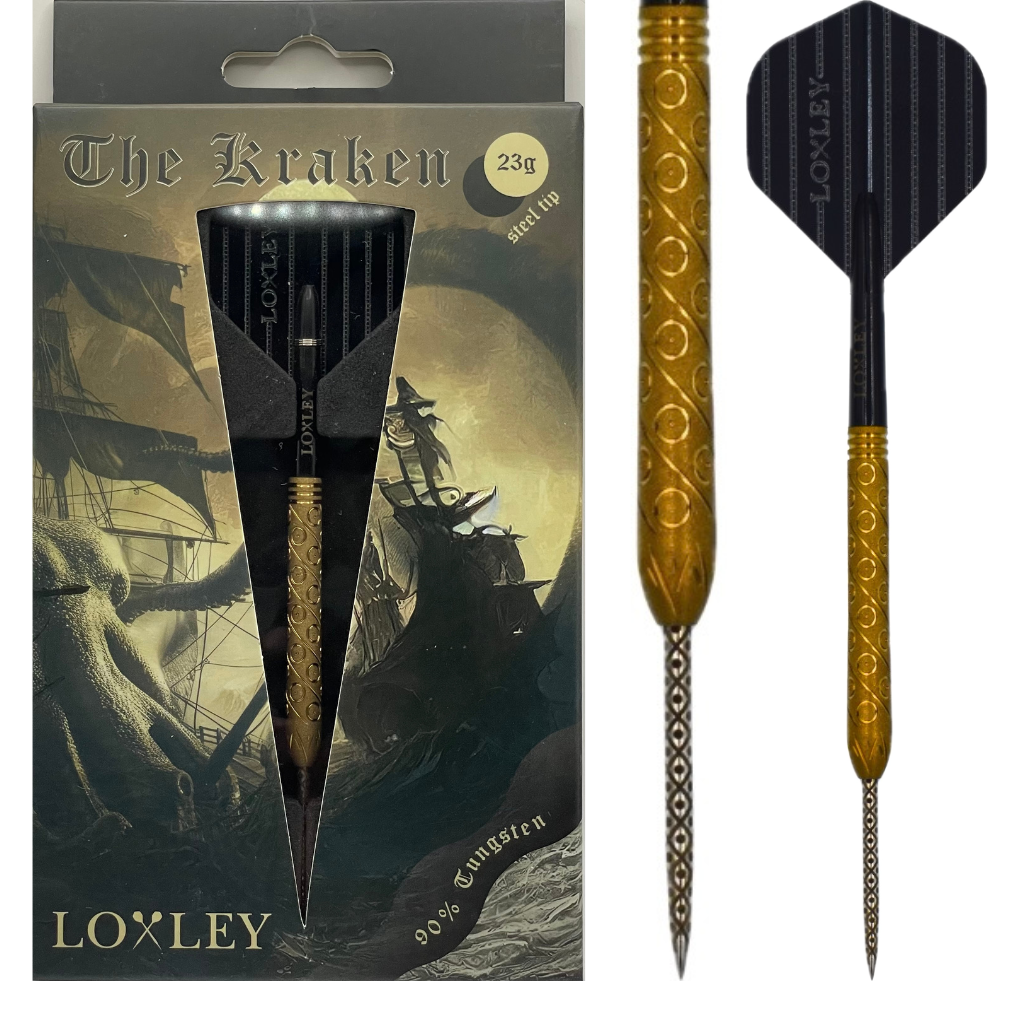 LOXLEY KRAKEN’S REVENGE LIMITED 'GOLD' EDITION 23G 90% STEEL TIP DARTS
