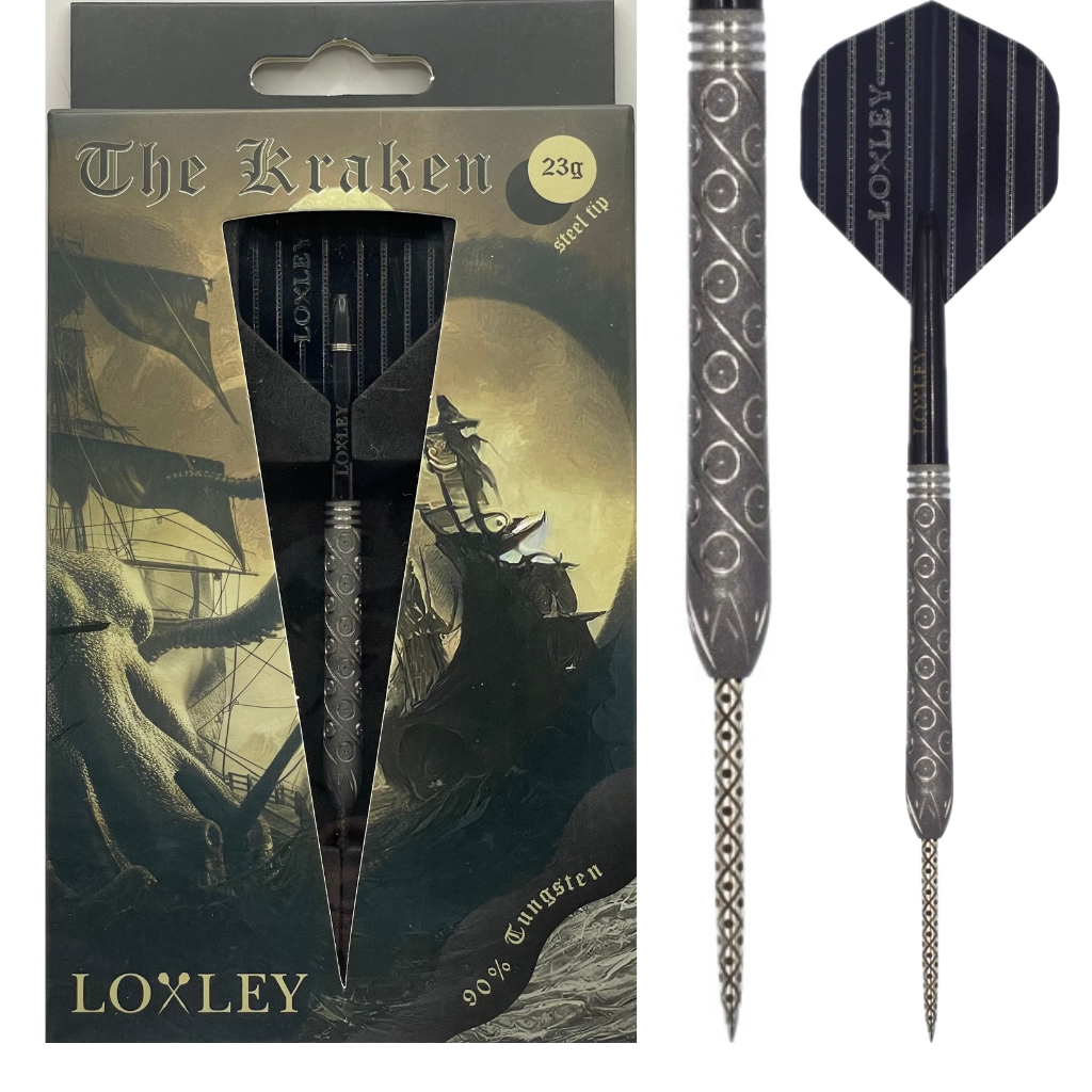 LOXLEY KRAKEN’S REVENGE LIMITED 'SILVER' EDITION 23G 90% STEEL TIP DARTS
