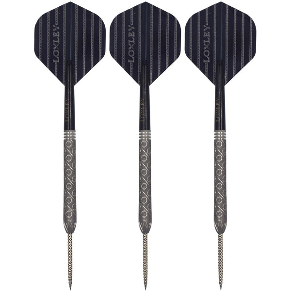 LOXLEY KRAKEN’S REVENGE LIMITED 'SILVER' EDITION 23G 90% STEEL TIP DARTS CLOSEUP