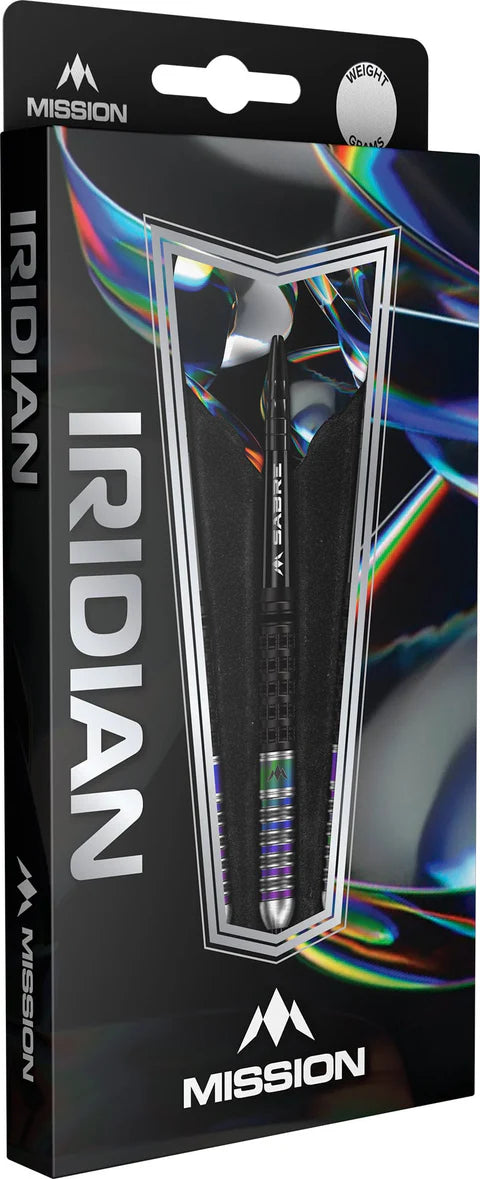 MISSION IRIDIAN 90% STEEL TIP DARTS BLACK & CORAL PVD