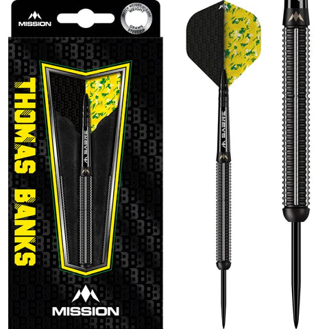 MISSION THOMAS BANKS 90% STEEL TIP DARTS BLACK PVD