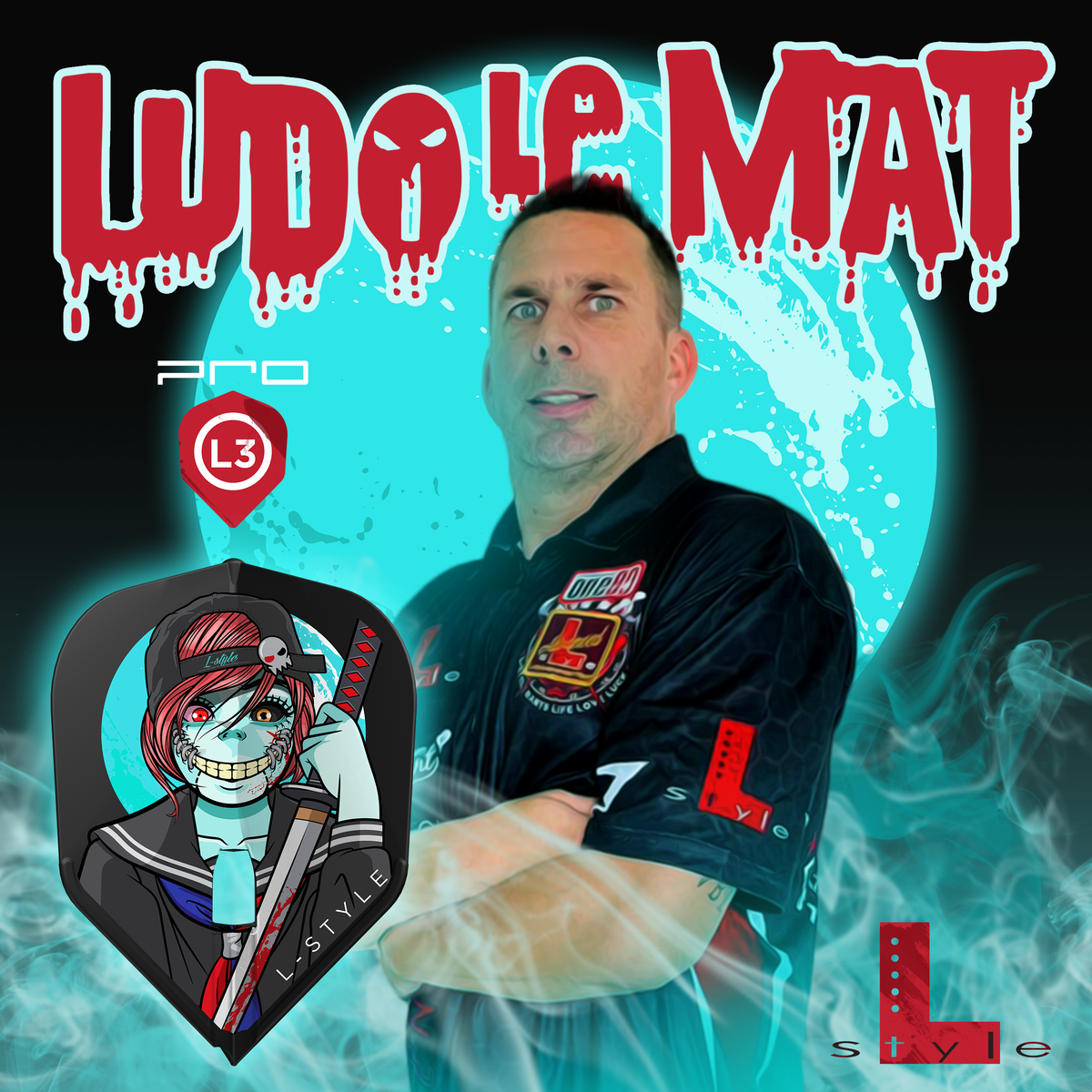 L-STYLE LUDO LE MAT L3 PRO V1 BLACK DART FLIGHTS