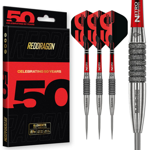 RED DRAGON 50TH ANNIVERSARY ELEMENT6 C 90% STEEL TIP DARTS