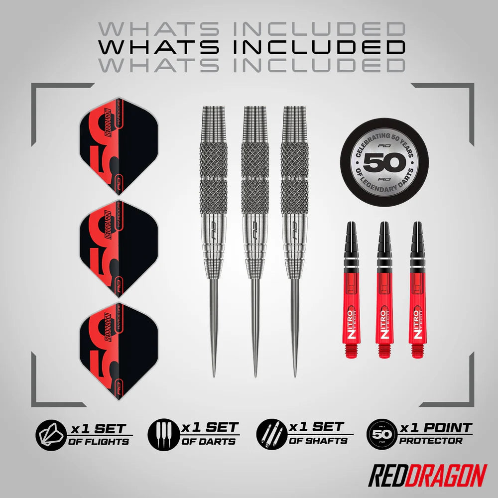 RED DRAGON 50TH ANNIVERSARY GRIZZLY 2 90% STEEL TIP DARTS