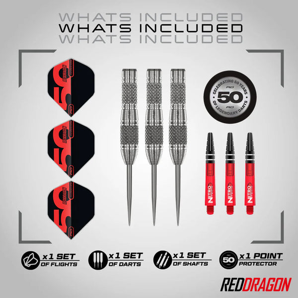 RED DRAGON 50TH ANNIVERSARY GRIZZLY 4 90% STEEL TIP DARTS