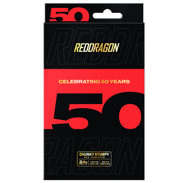 RED DRAGON 50TH ANNIVERSARY CHUNKY STUMPY 3 24G 85% STEEL TIP DARTS BOX