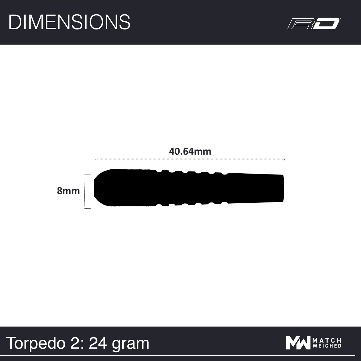 RED DRAGON 50TH ANNIVERSARY FLIGHTMASTER TORPEDO 2 24G 80% STEEL TIP DARTS BARREL DIMENSIONS