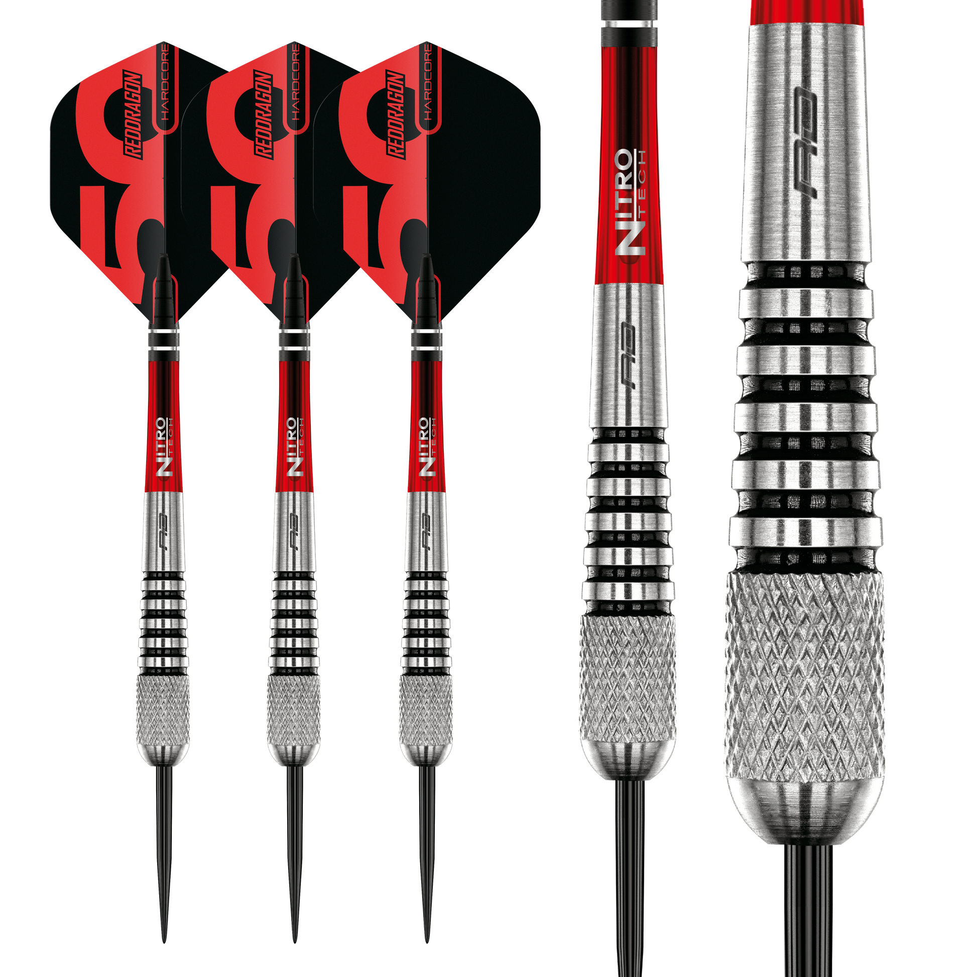 RED DRAGON 50TH ANNIVERSARY FLIGHTMASTER TORPEDO 2 24G 80% STEEL TIP DARTS CLOSEUP