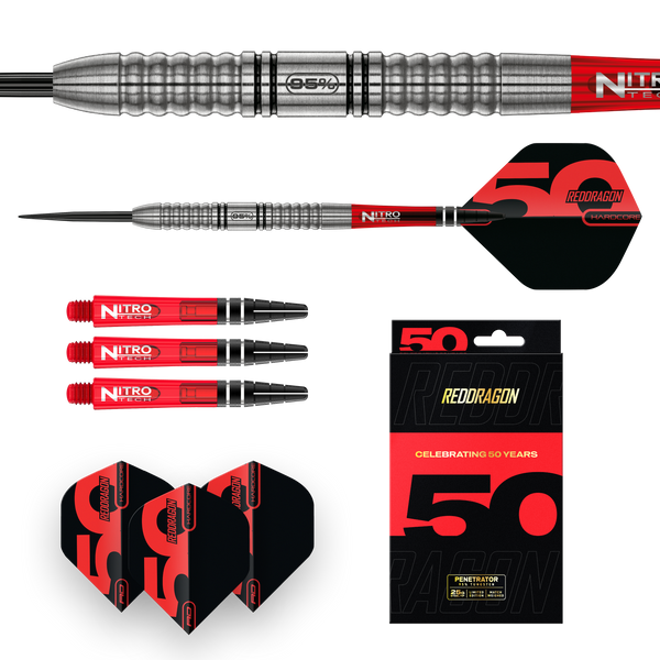 RED DRAGON 50TH ANNIVERSARY PENETRATOR 1 25G 95% STEEL TIP DARTS