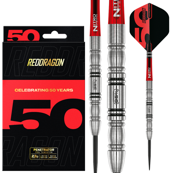 RED DRAGON 50TH ANNIVERSARY PENETRATOR 4 23G 95% STEEL TIP DARTS
