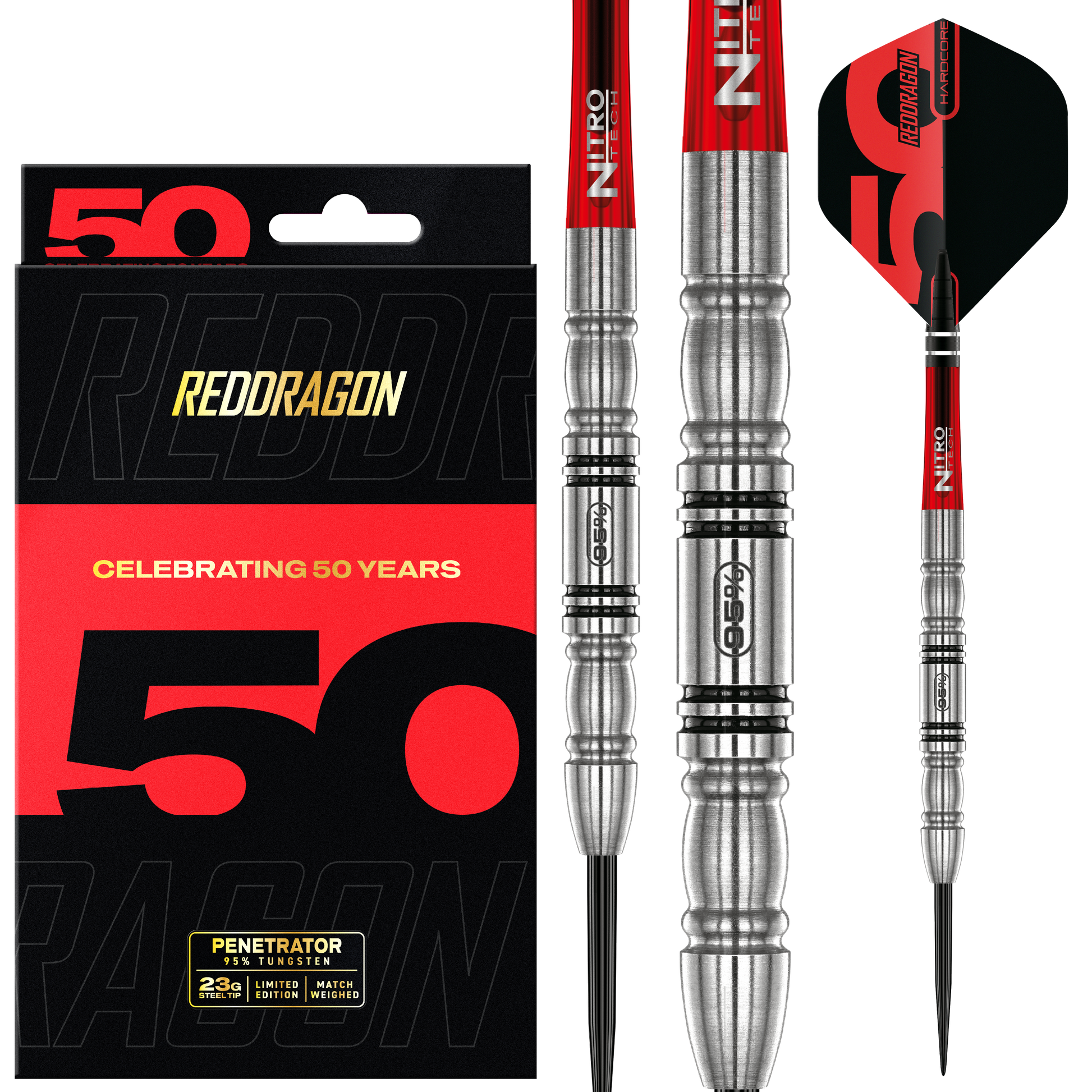 RED DRAGON 50TH ANNIVERSARY PENETRATOR 4 23G 95% STEEL TIP DARTS