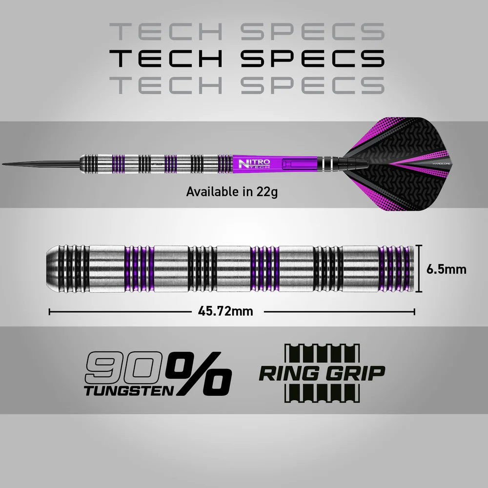 RED DRAGON DARTS GEMMA HAYTER V1 22G 90% STEEL TIP DARTS SPEC