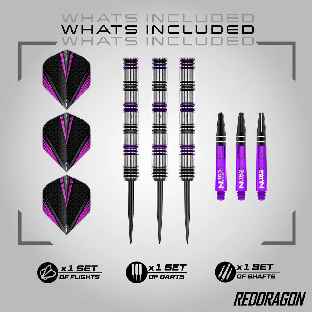 RED DRAGON DARTS GEMMA HAYTER V1 22G 90% STEEL TIP DARTS WHATS INCLUDED