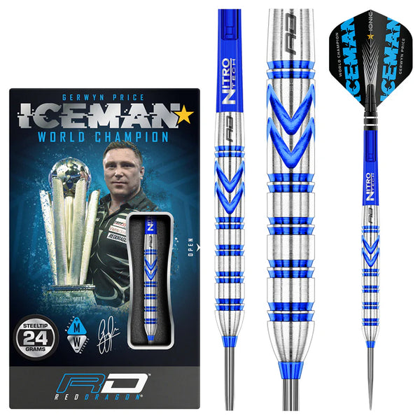 RED DRAGON GERWYN PRICE BLUE ORIGINALS 90% STEEL TIP DARTS  24G BOX