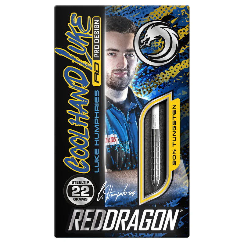 RED DRAGON LUKE HUMPHRIES TX1 PIONEER 90% STEEL TIP DARTS BOX