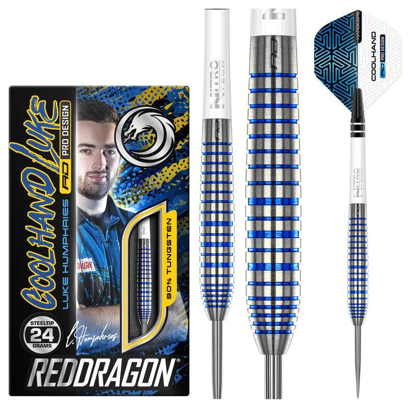 RED DRAGON LUKE HUMPHRIES TX3 COOL BLUE S.E. 90% STEEL TIP DARTS  24 GRAM