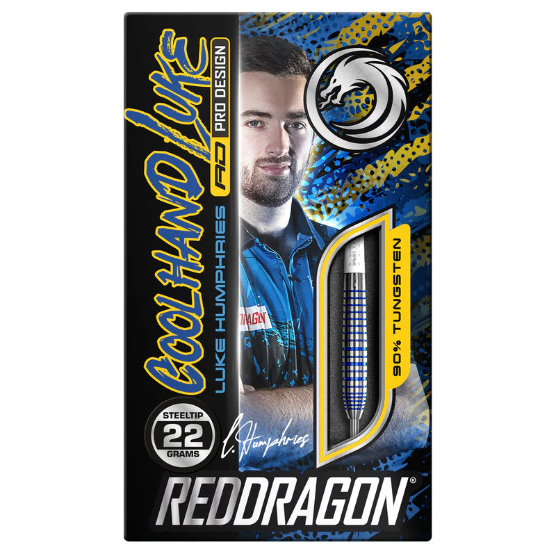 RED DRAGON LUKE HUMPHRIES TX3 COOL BLUE S.E. 90% STEEL TIP DARTS BOX