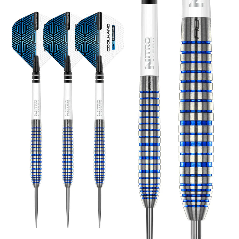 RED DRAGON LUKE HUMPHRIES TX3 COOL BLUE S.E. 90% STEEL TIP DARTS FULL SETUP