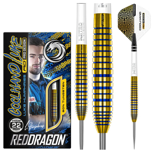 RED DRAGON LUKE HUMPHRIES TX3 GOLD S.E. 90% STEEL TIP DARTS