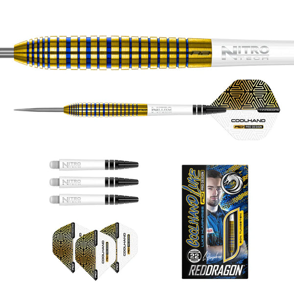 RED DRAGON LUKE HUMPHRIES TX3 GOLD S.E. 90% STEEL TIP DARTS CONTENTS