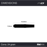 RED DRAGON PETER WRIGHT CORRA 90% STEEL TIP DARTS 24 GRAM DIMENSIONS