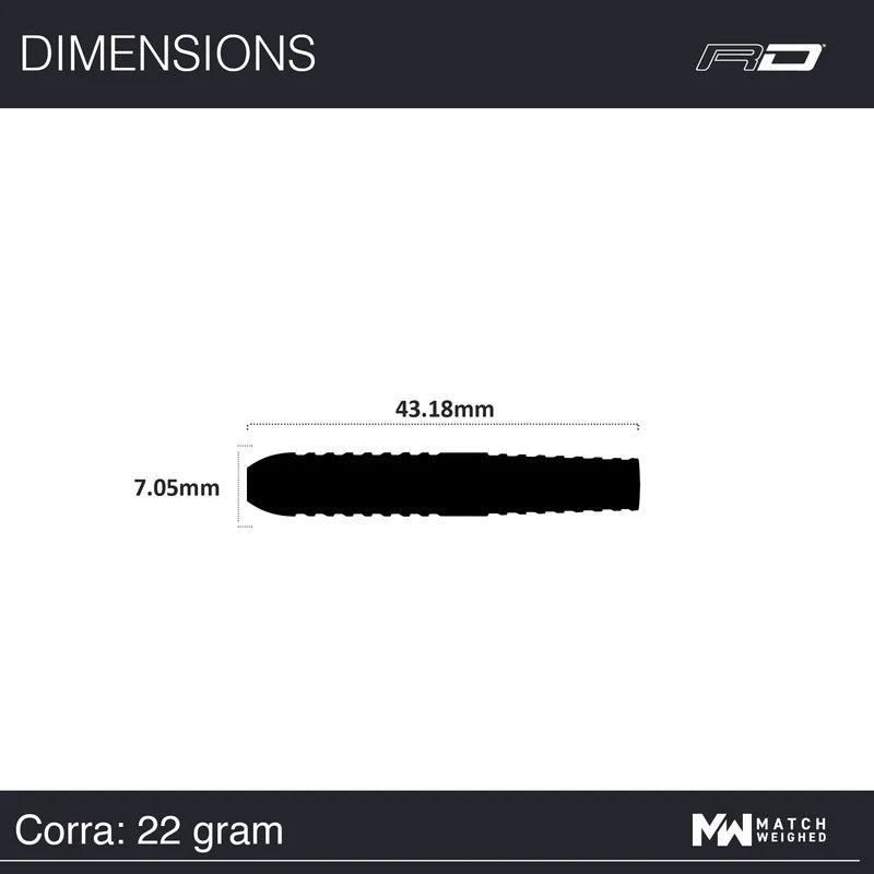 RED DRAGON PETER WRIGHT CORRA 90% STEEL TIP DARTS DIMENSIONS