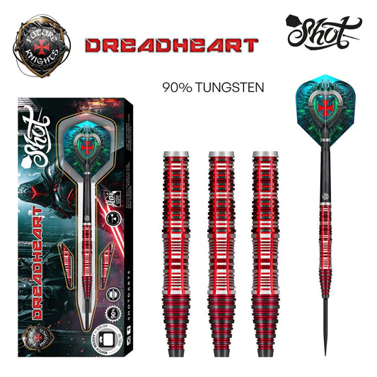 SHOT FUTURE KNIGHTS DREADHEART 90% STEEL TIP DARTS