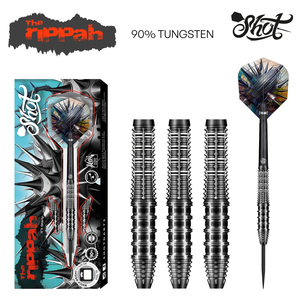 SHOT GNARLY RIPPAH 90% STEEL TIP DARTS