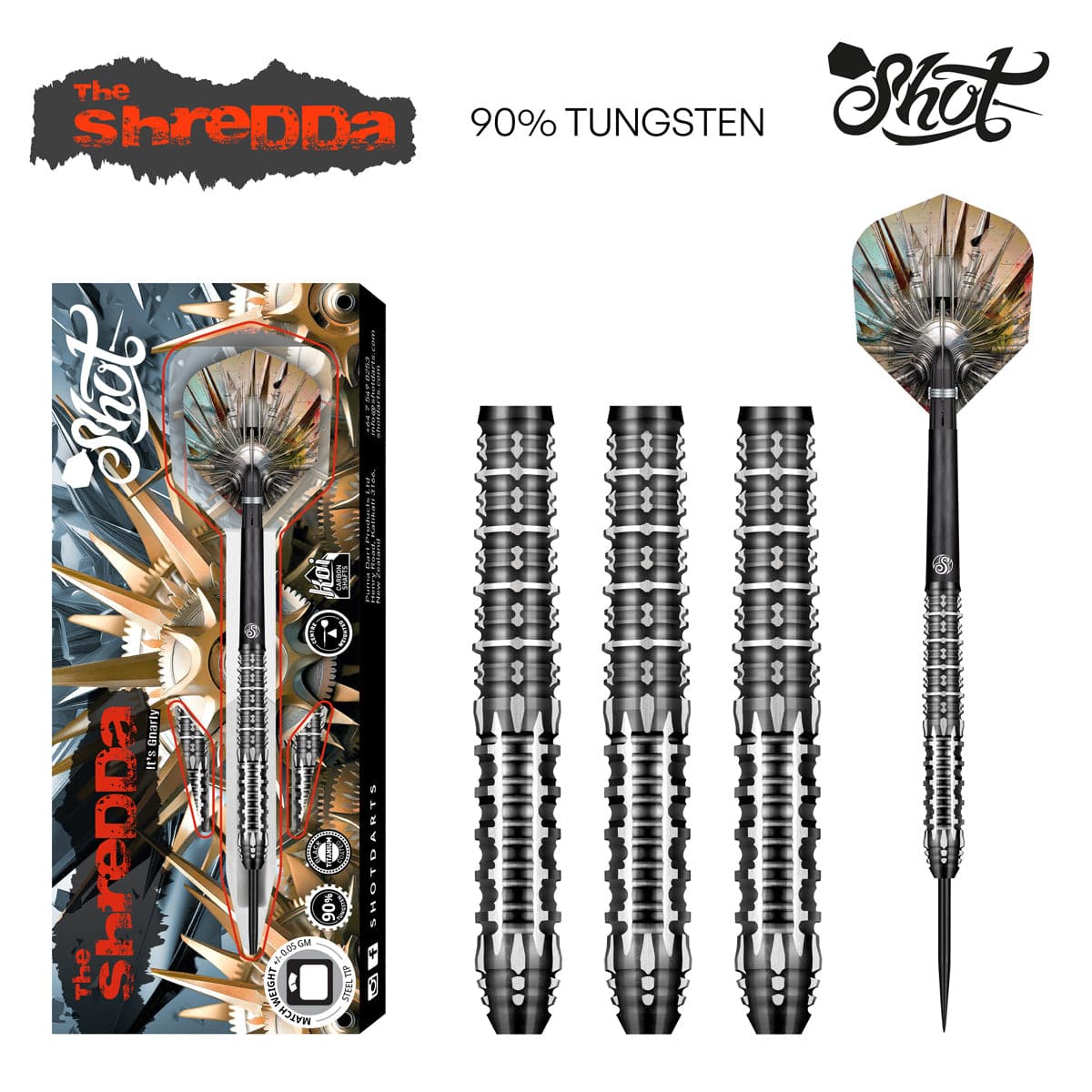 SHOT GNARLY SHREDDA 90% STEEL TIP DARTS