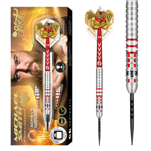 SHOT MICHAEL SMITH 90% STEEL TIP DARTS WORLD CUP EDITION