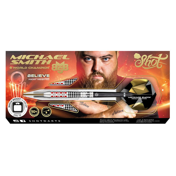 SHOT MICHAEL SMITH BELIEVE 90% STEEL TIP DARTS