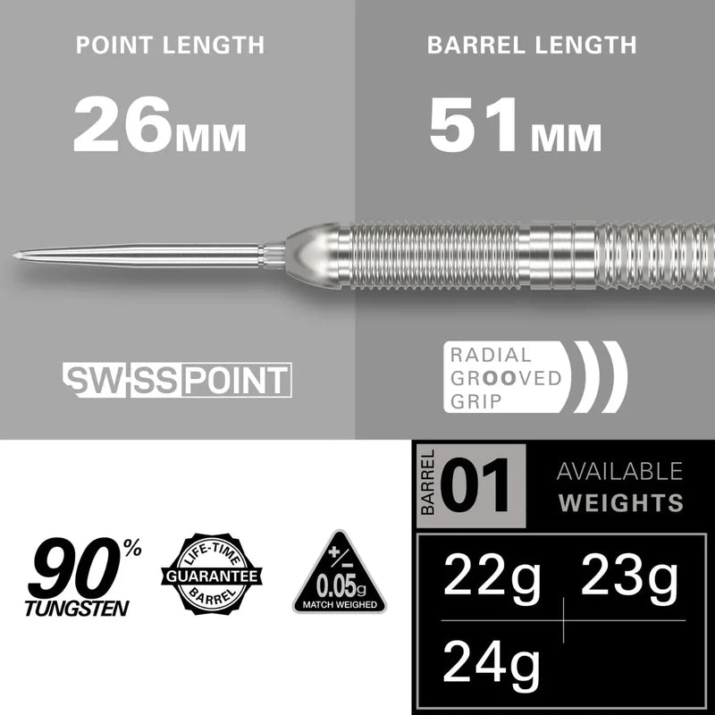 TARGET CRUX 01 90% SP STEEL TIP DARTS