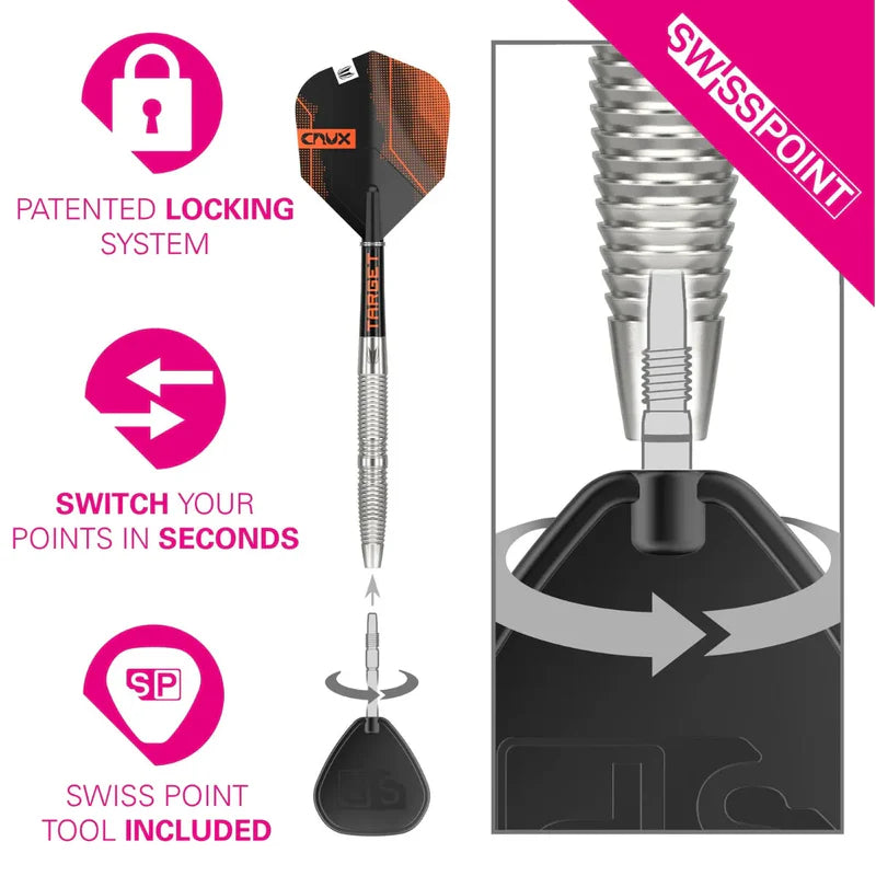 TARGET CRUX 02 90% SP STEEL TIP DARTS