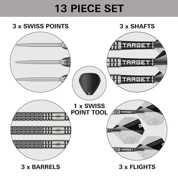 TARGET DARTS BEAU GREAVES G1 90% SP STEEL TIP DARTS CONTENTS