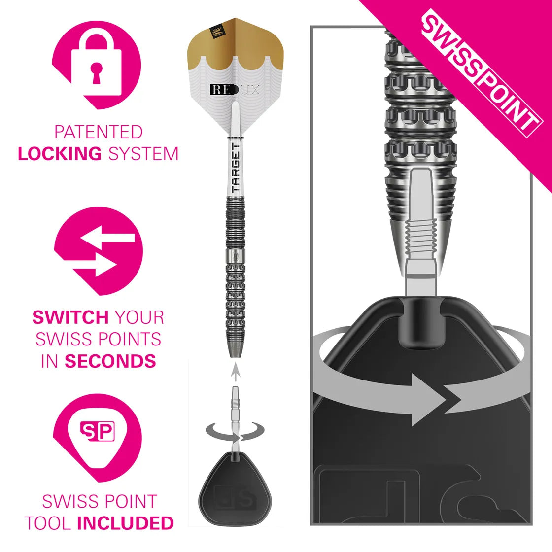 TARGET DARTS REDUX 01 90% SP STEEL TIP DARTS SP