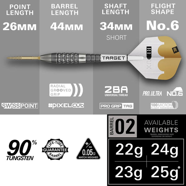 TARGET DARTS REDUX 02 90% SP STEEL TIP DARTS SPEC