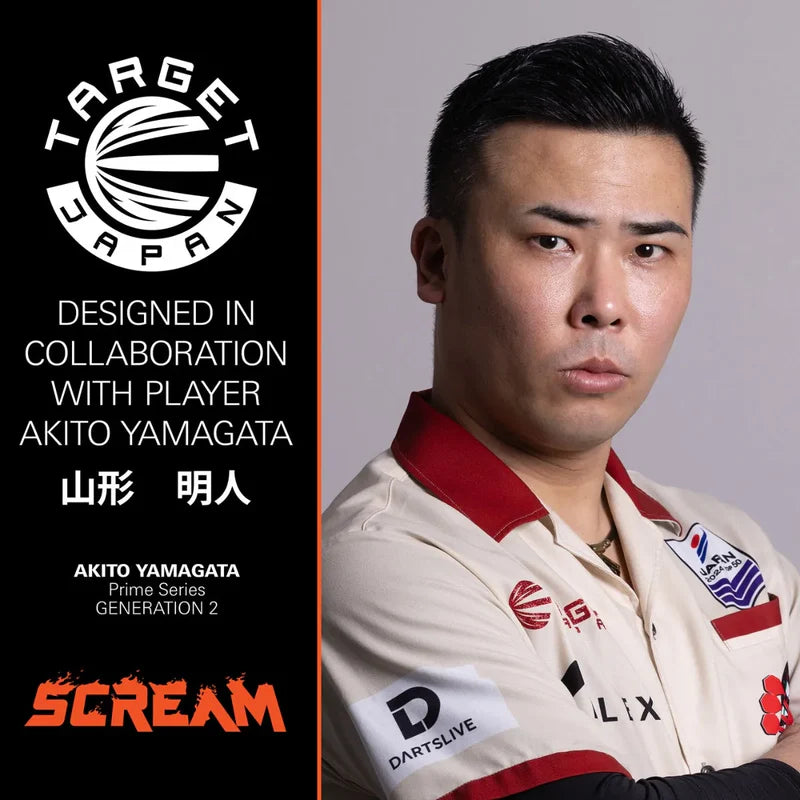TARGET JAPAN AKITO YAMAGATA PRIME SERIES SCREAM GEN 2 90% SP STEEL TIP DARTS PLAYER PHOTO