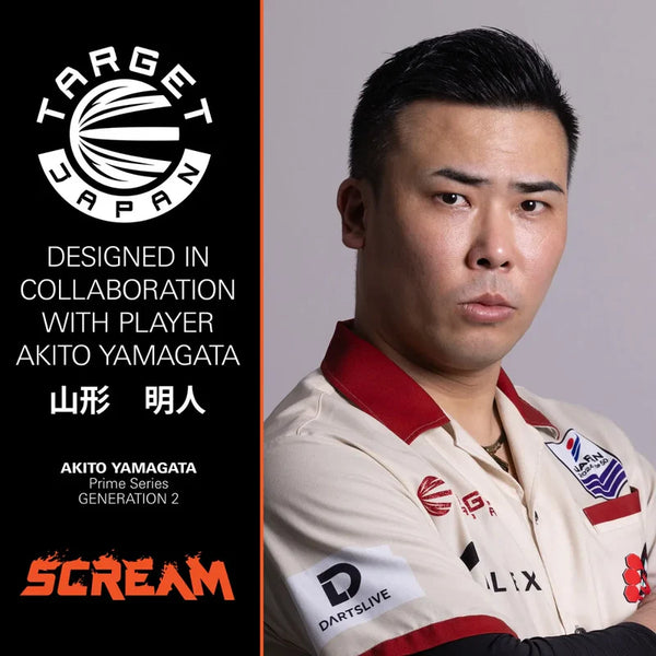 TARGET JAPAN AKITO YAMAGATA PRIME SERIES SCREAM GEN 2 90% SP STEEL TIP DARTS PLAYER PHOTO