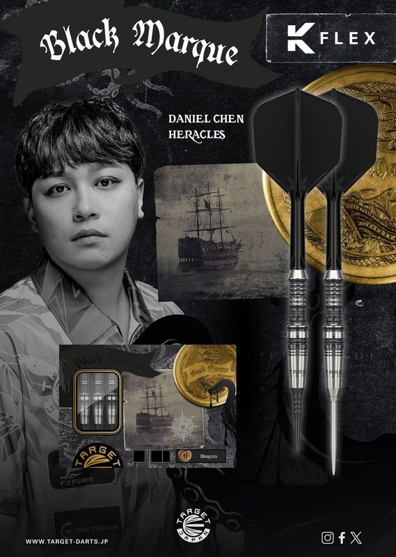 TARGET ブラックマークシリーズ　ヘラクレス Target Black Marque Heracles 90% SP Steel Tip Darts | The Darts Lounge