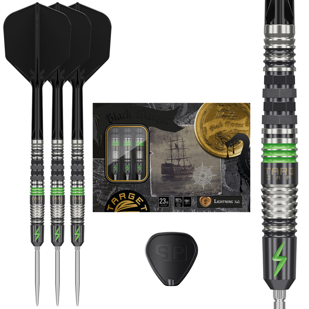 TARGET JAPAN BLACK MARQUE LIGHTNING 3.0 SP 90% STEEL TIP DARTS