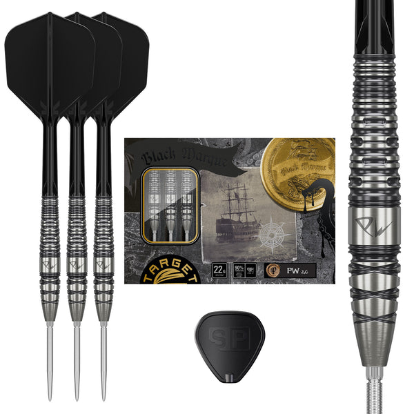 TARGET JAPAN BLACK MARQUE PW 2.0 SP 90% STEEL TIP DARTS