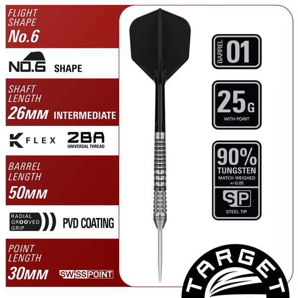 TARGET JAPAN BLACK MARQUE RENEGADE 4.0 90% SP STEEL TIP DARTS 3