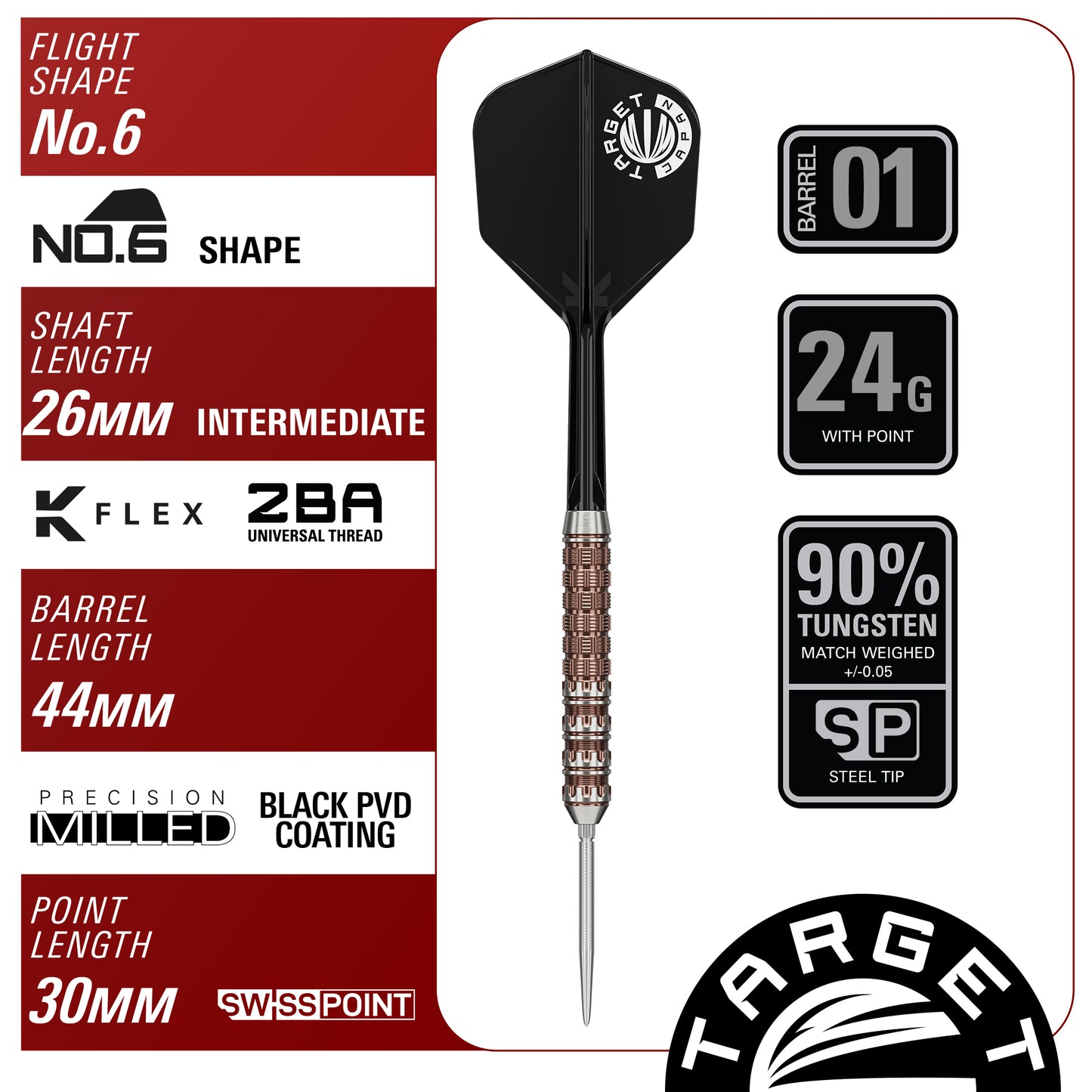 TARGET JAPAN GEORGE NISHITANI RAPTOR G6 90% 2 GRAM SP STEEL TIP DARTS SPEC