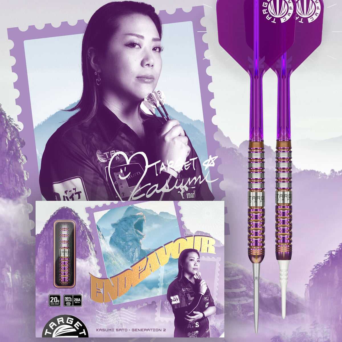 TARGET JAPAN KASUMI SATO ENDEAVOR GEN 2 90% SP STEEL TIP DARTS