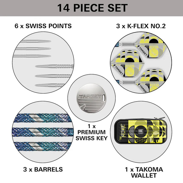 TARGET LUKE LITTLER EDGE 95% SP STEEL TIP DARTS CONTENTS