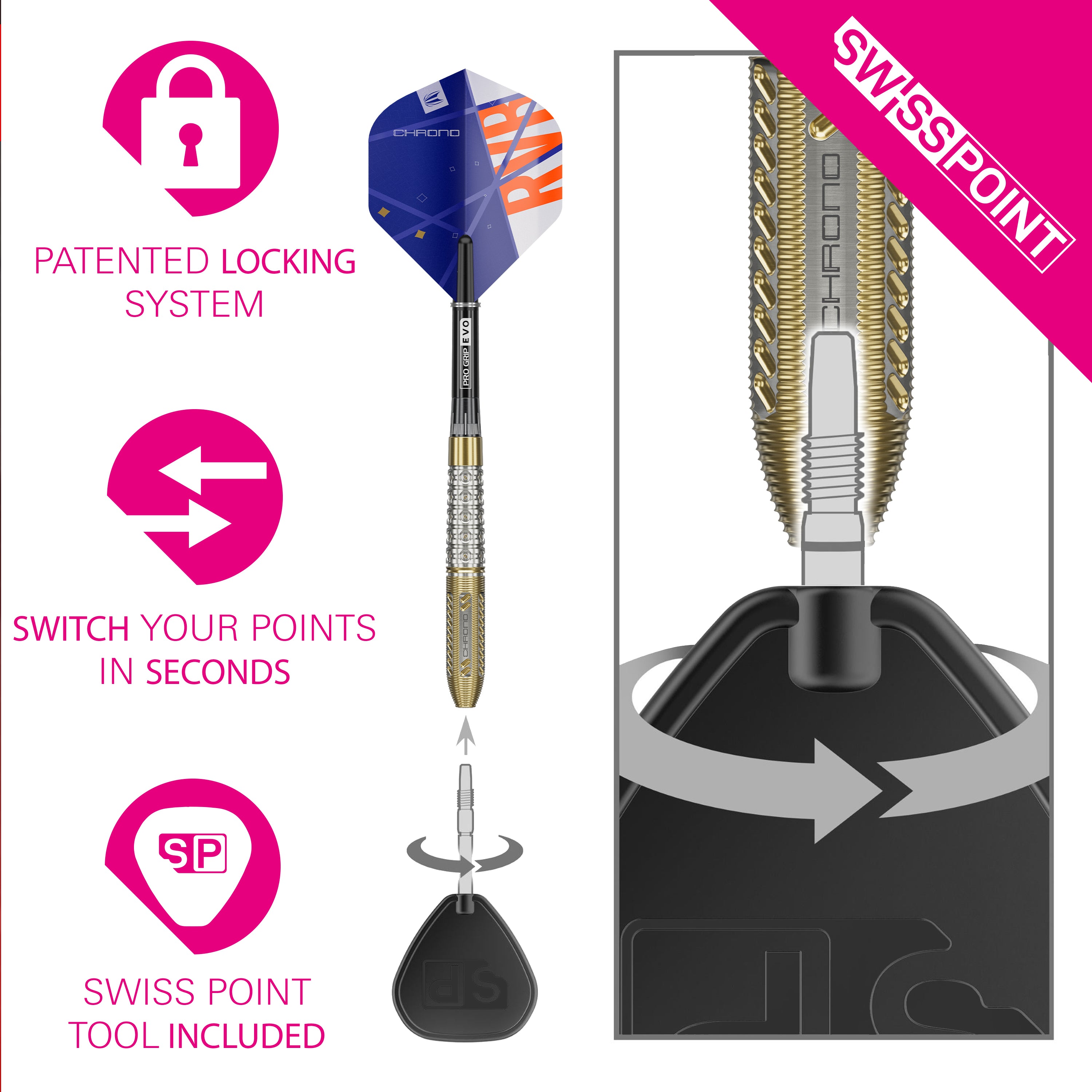ダーツバレル　TARGET RVB CHRONO Target RVB Chrono 95% SP Steel Tip Darts | The Darts Lounge