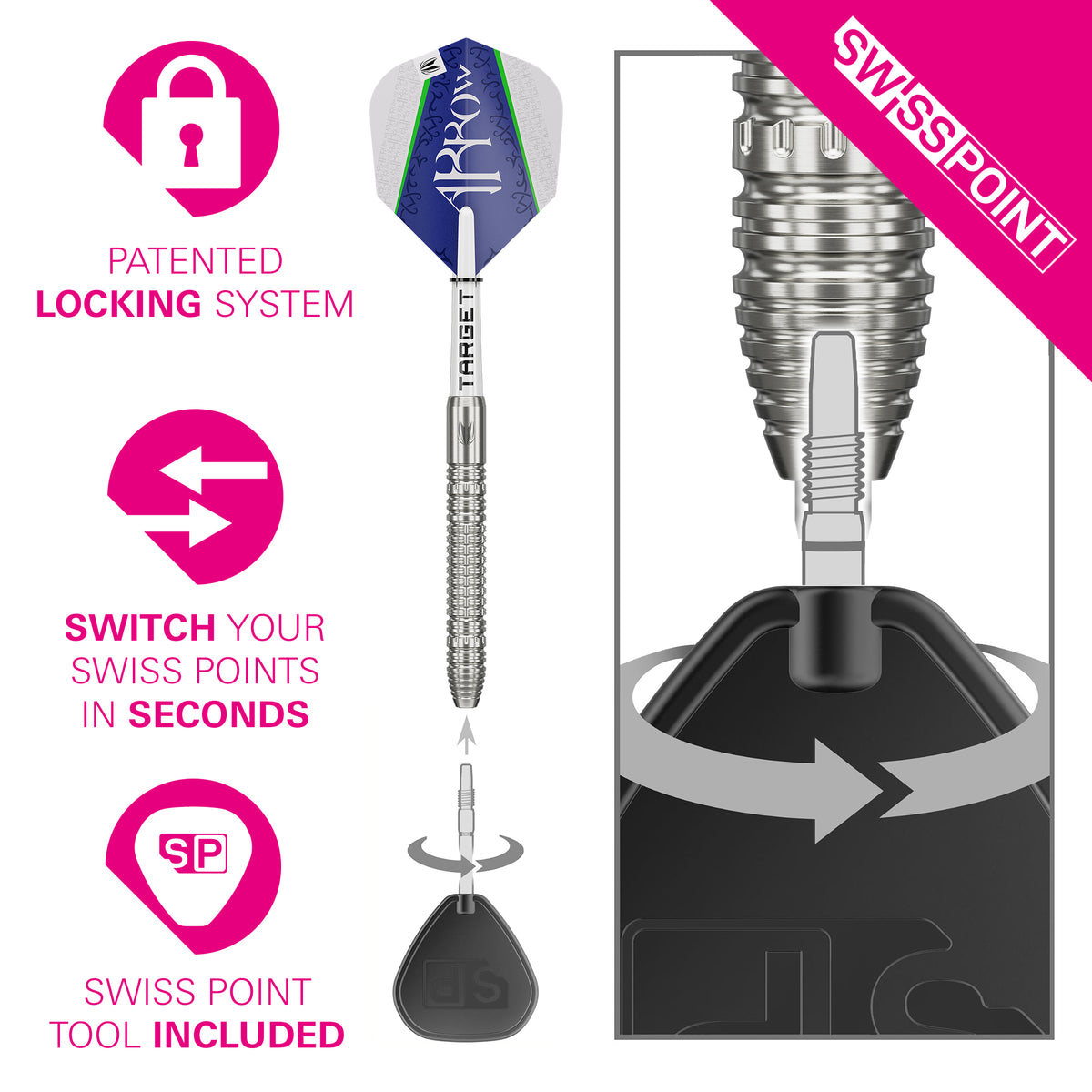 TARGET SHANE MC GUIRK G1 23G 90% SP STEEL TIP DARTS 