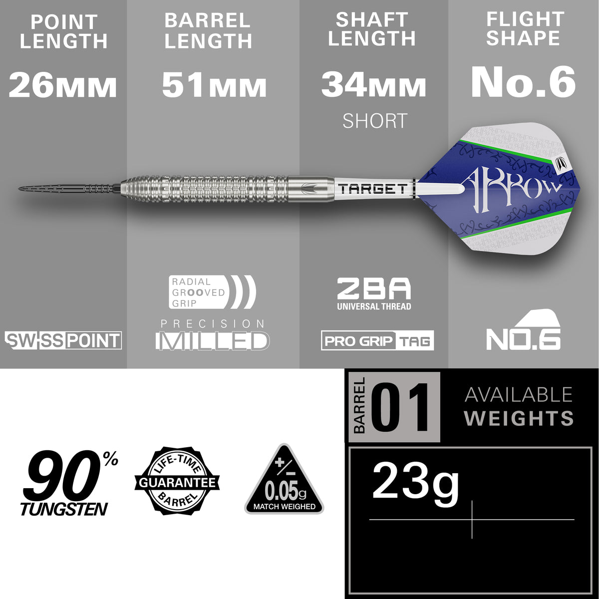 TARGET SHANE MC GUIRK G1 23G 90% SP STEEL TIP DARTS 4