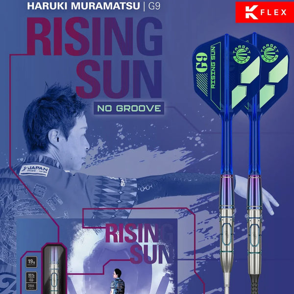 TARGET JAPAN HARUKI MURAMATSU RISING SUN GEN 9 **NO GROOVE** 95% 23G SP STEEL TIP DARTS
